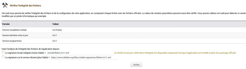 Intégrité de dolibarr 6.0