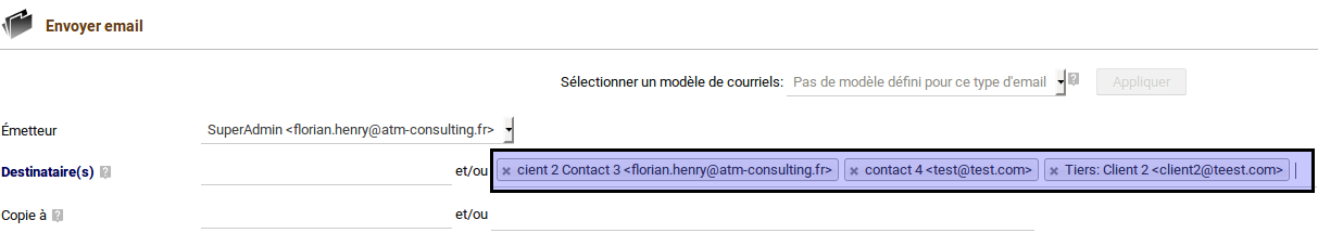 Mail avec multi destinataire Dolibarr 6.0
