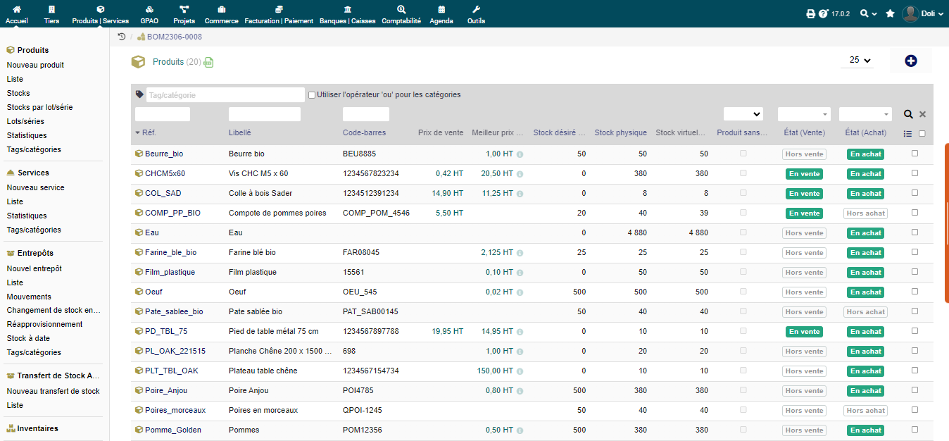 Gestion de produits