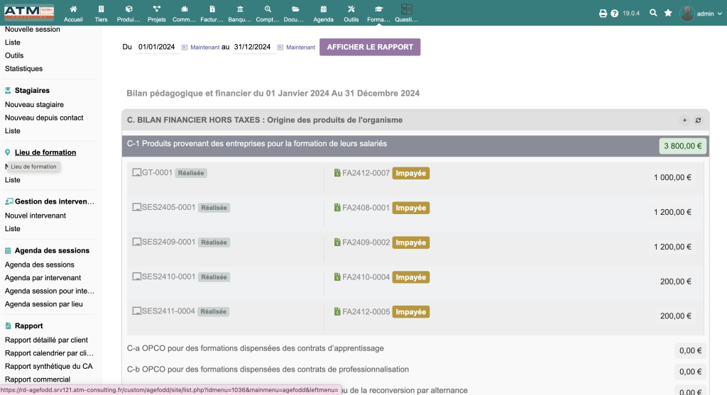 Bilan Pédagogique et Financier